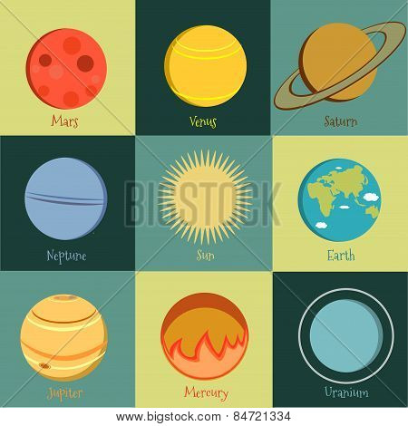 Planets icon set 2
