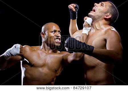 MMA Fighters of Boxers Sparring