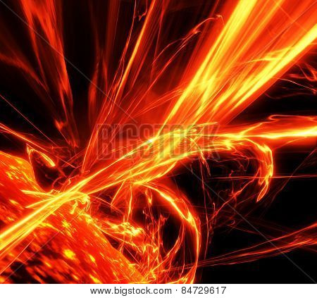 Surface of the sun with energy explosions