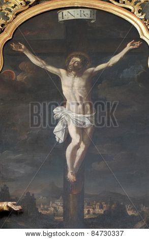 GRAZ, AUSTRIA - JANUARY 10, 2015: Altar of Holy Cross, Mariahilf church in Graz, Styria, Austria on January 10, 2015.