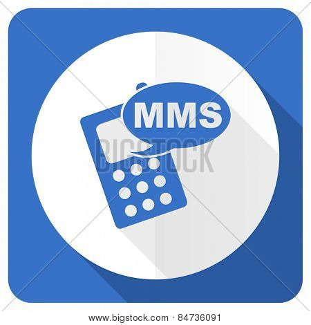 mms blue flat icon phone sign 