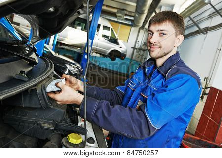 Car servicing, air filter replacing maintenace