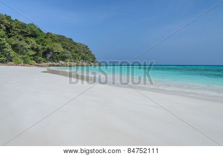 White Sand Beach And Crystal Sea Water Of Tachai Island, Thailand
