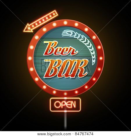 Neon Sign. Beer Bar