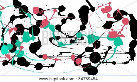 Colorful bright ink splashes on white background