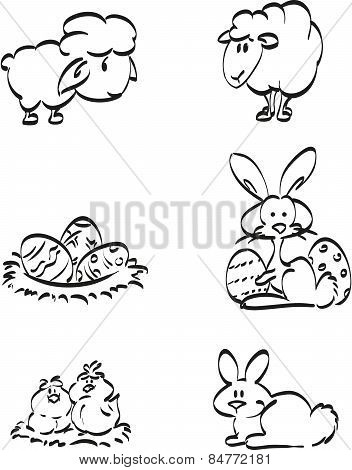 Easter symbol icons