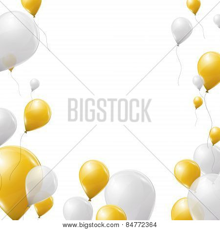 Golden and white balloons background