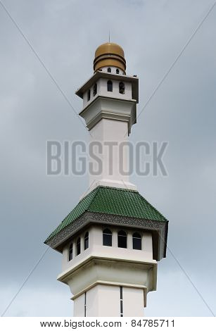 Minaret of Al Azim Mosque in Malacca, Malaysia