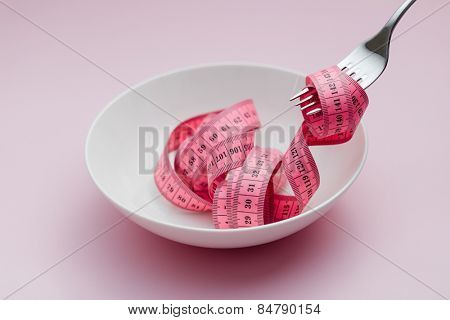 Measuring tape around fork