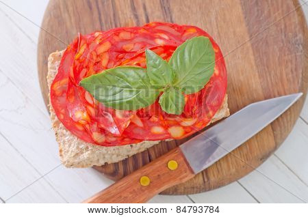 bread with salami