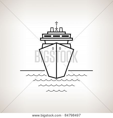Silhouette cruise ship on a light background