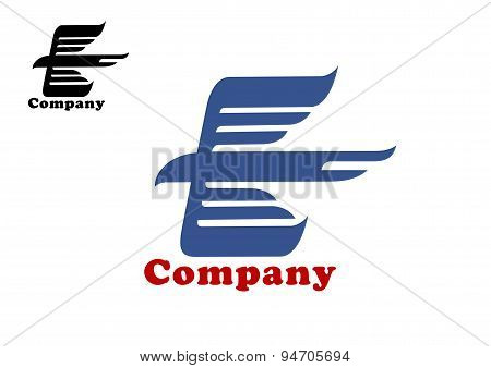 Bird abstract emblem template with flying eagle