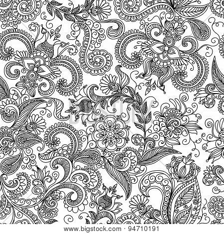 vector seamless black and red floral pattern
