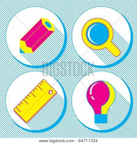 vector business concept infographic design elements in flat retro styleset of business icons with a