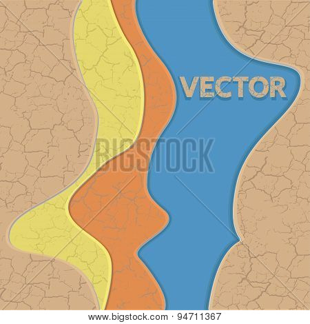 Vector cracked earth texture and blue water