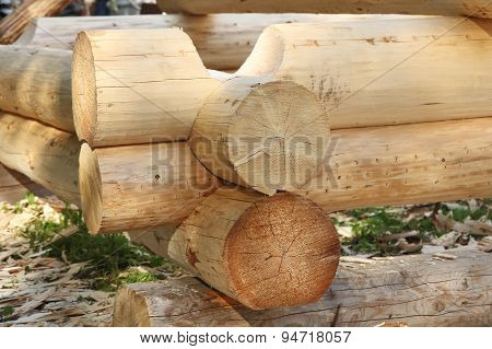Detail Of Loghouse Construction Process.