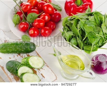 Ingredients For Fresh Vegetable Salad