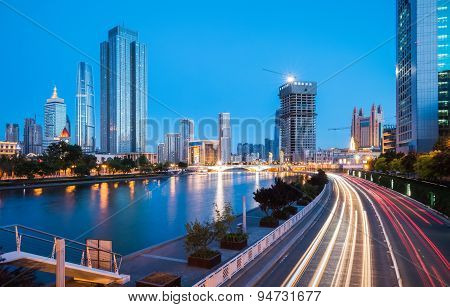 Tianjin Cityscape At Night