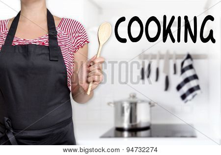 Cooking Cook Holding Wooden Spoon Background