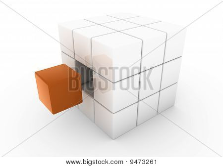 3D kuben orange vit