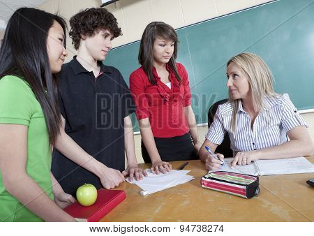 School class with student and teacher.