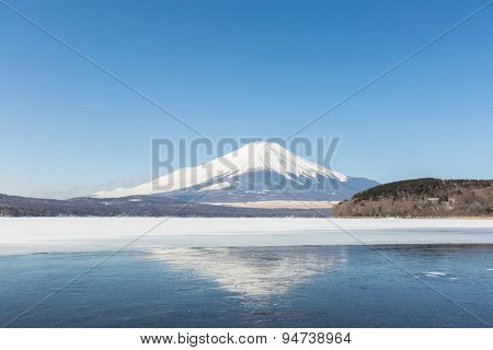 Mount Fuji at Iced Yamanaka Lake in Winter