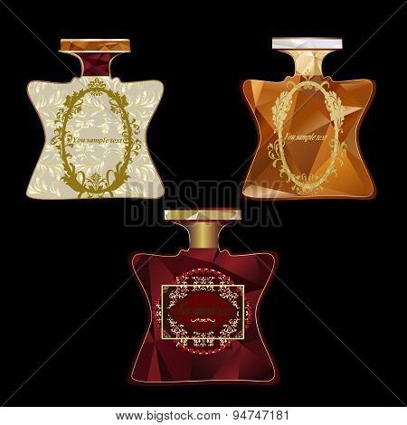 three bottles with labels