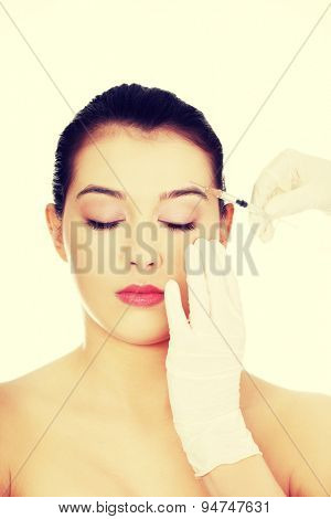 Cosmetic botox injection in the female face