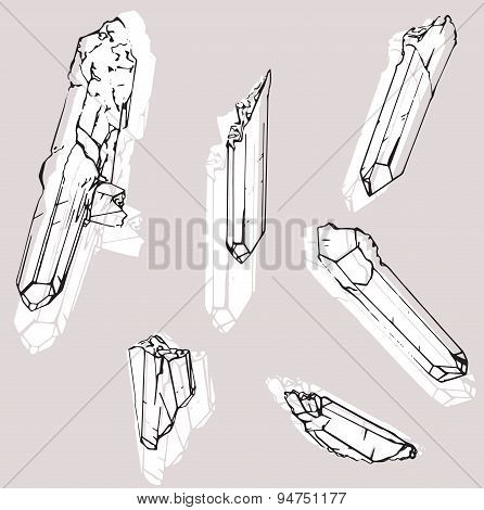 Set Of Six Crystals