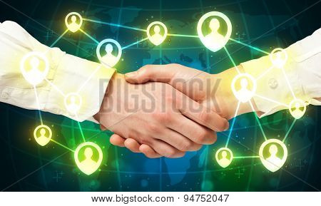Business handshake, social netwok concept