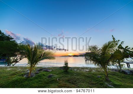 Breathtaking Sunrise On Desert Exotic Beach