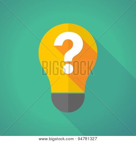Long Shadow Light Bulb With A Question Sign