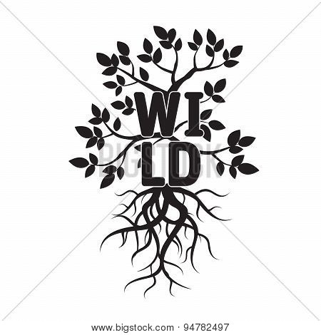 Vector Tree, Leafs, Roots, And Text Wild