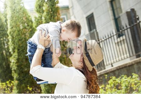 Young mother with her baby boy