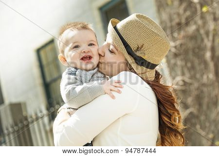 Young mother with her baby boy