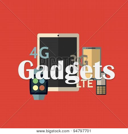 Vector illustration of gadget icons. Flat style.
