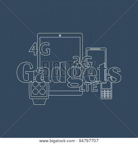 Vector illustration of gadget icons. Outline style.