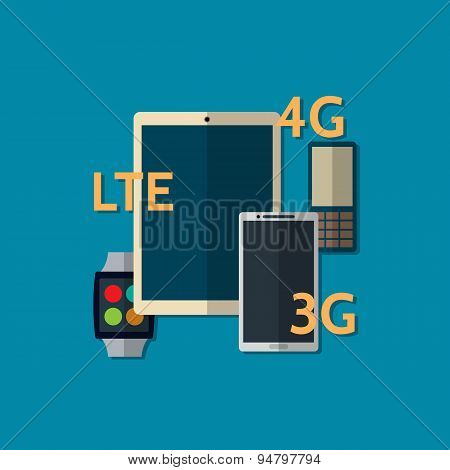 Vector illustration of gadget icons. Flat style.
