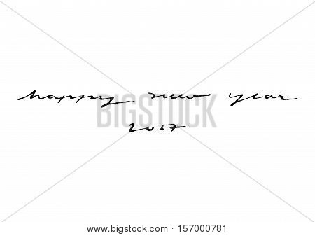 happy new year hand ink writing calligraphy style on white background