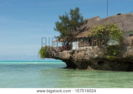 Rock Restaurant over the sea in Zanzibar, Tanzania, Afrika