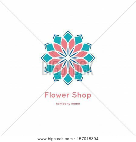 Decorative flower element. Ornamental vector symbols. Circle colorful icon. Isolated abstract colorful vector logo. Vector vintage mandala logo. Kaleidoscope flower.