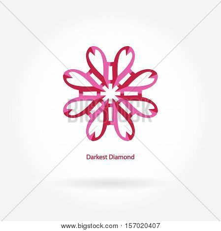 Logo for flower shop, interior. Company logo, stylized flower, element. Simple geometric logo. Mandala logo. Business, invitations. Beautiful blue flower. Pink color. Circular logos. Flower logo