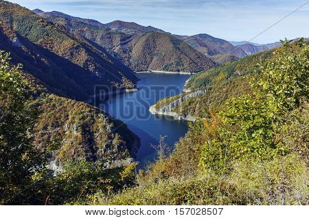 Amazing Autumn Landscape of Tsankov kamak Reservoir, Smolyan Region, Bulgaria