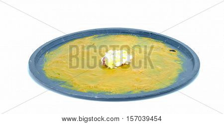 Sticky mousetrap with plastic trays on white background.