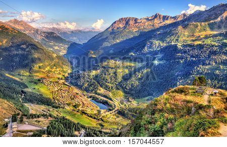 View of Airolo village from the Gotthard Pass - Switzerland