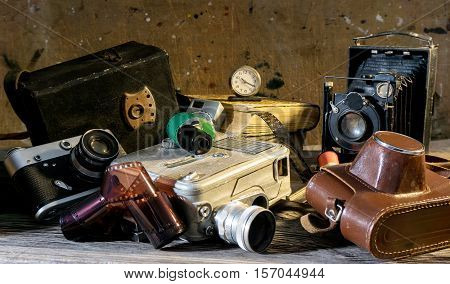 Vintage still-life with old retro photographic classic object