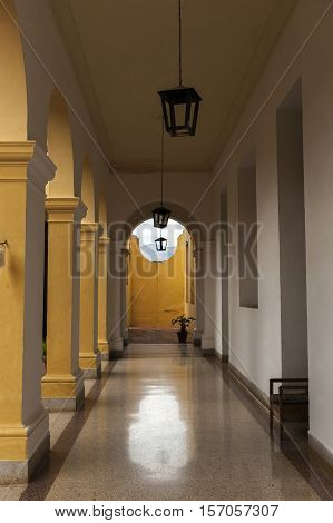Colonial Patio In Havana, Cuba, Hall, Columns, Inside Building