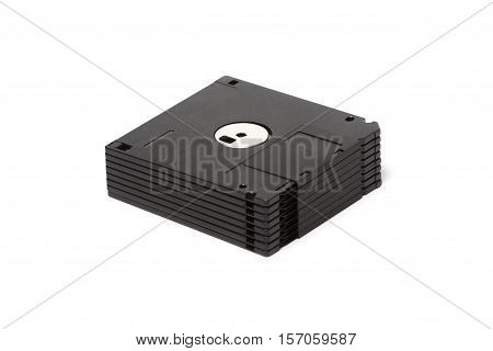Stack Of All Black Floppy Disks