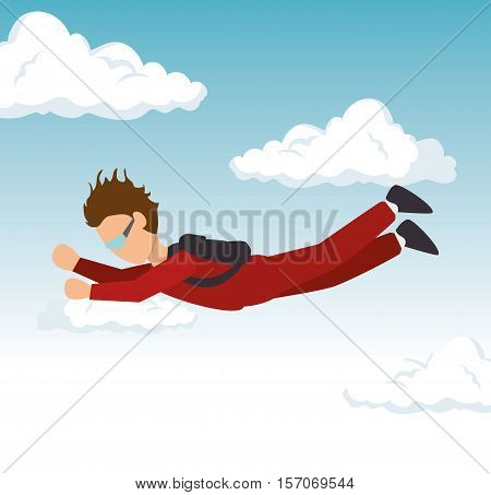 man sky diving extreme sport vector illustration eps 10