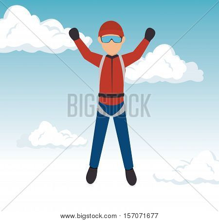 sky diver guy extreme sport vector illustration eps 10